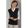 Ladies Acrylic V-Neck Sleeveless Pullover Vest - Black